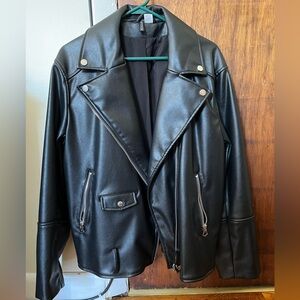 Faux leather biker jacket